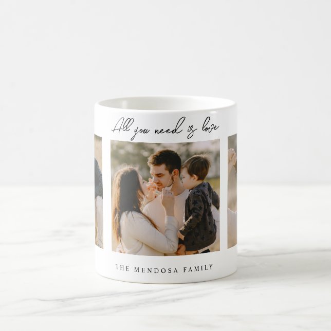 Alles, was Sie brauchen, ist Liebe Family Collage  Kaffeetasse (Mittel)