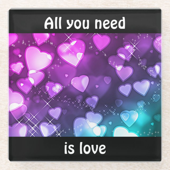 Alles was Sie brauchen ist Liebe Glass Untersetzer (Vorderseite)