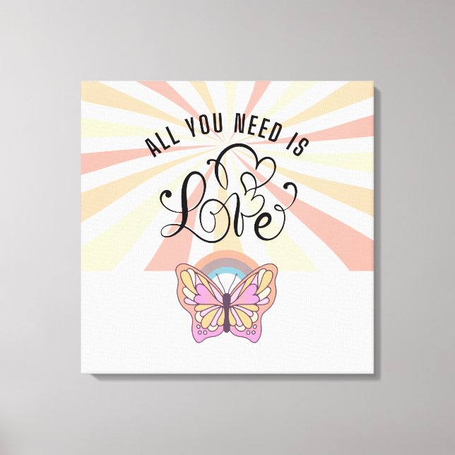 Alles was Sie brauchen ist Liebe Groovy Butterfly  Leinwanddruck (Vorderseite)