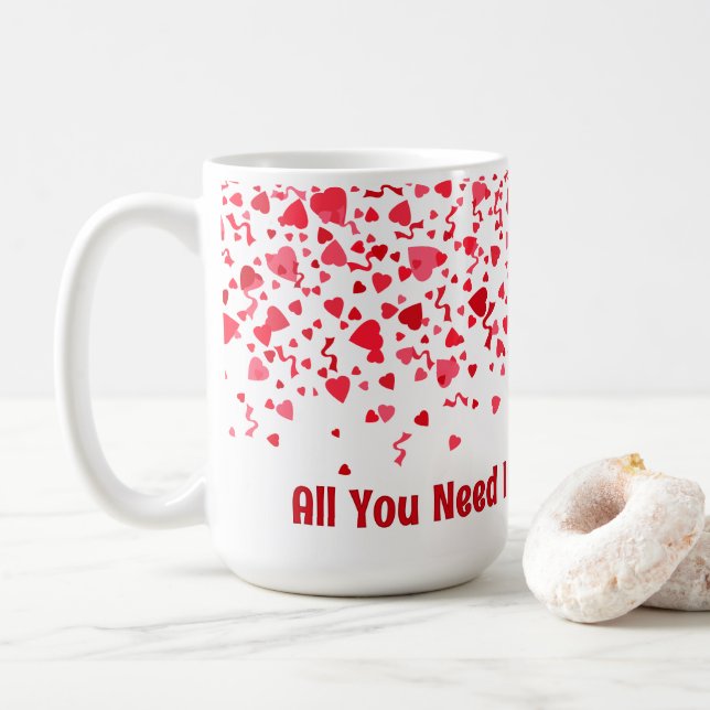 Alles was Sie brauchen ist Liebe & Kaffee Red Conf Kaffeetasse (Mit Donut)