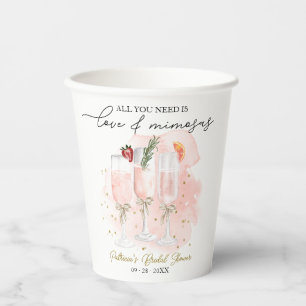 Alles was Sie brauchen ist Liebe & Mimosas Brautpa Pappbecher