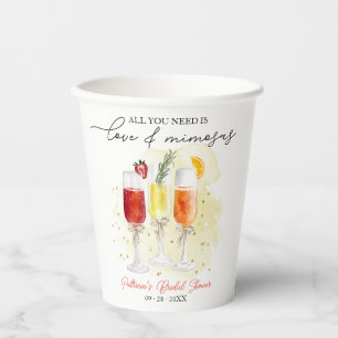 Alles was Sie brauchen ist Liebe & Mimosas Brautpa Pappbecher