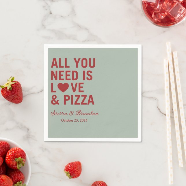 Alles was Sie brauchen ist Liebe & Pizza Moderne H Serviette (Beispiel)