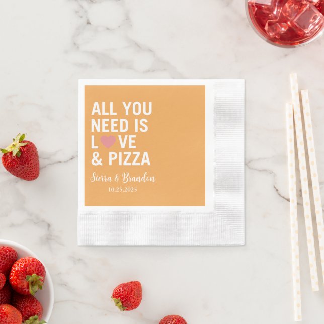 Alles was Sie brauchen ist Liebe & Pizza Moderne H Serviette (Beispiel)