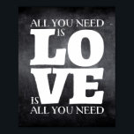 Alles, was Sie brauchen, ist Liebe Quote Poster<br><div class="desc">Spaß grafische Behandlung mit dem Zitat "Alles was Sie brauchen ist LIEBE ist alles was Sie brauchen".</div>
