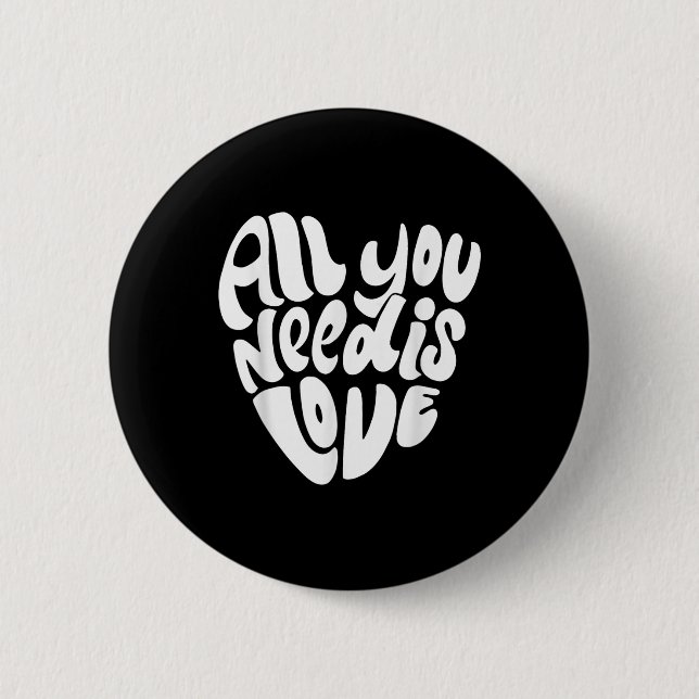 Alles, was Sie brauchen, ist Liebe Retro Stil Vale Button (Vorderseite)