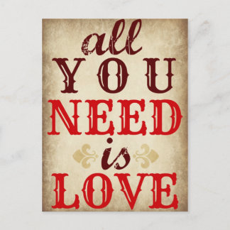 Alles, was Sie brauchen, ist LIEBE Save the Date P Ankündigungspostkarte