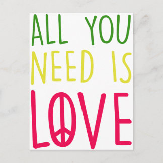 Alles, was Sie brauchen, ist Liebe Spaß Rasta Peac Postkarte