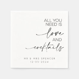 Alles was Sie brauchen ist Liebe und Cocktails Serviette