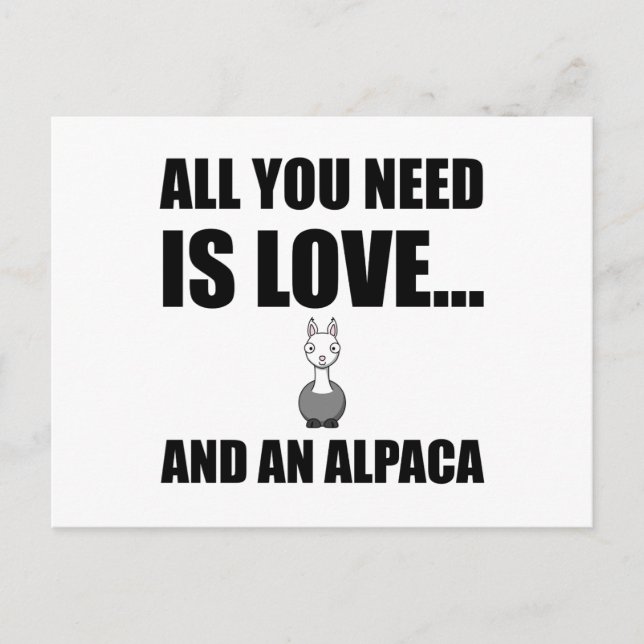 Alles was Sie brauchen ist Liebe und ein Alpaca Fu Postkarte (Vorderseite)