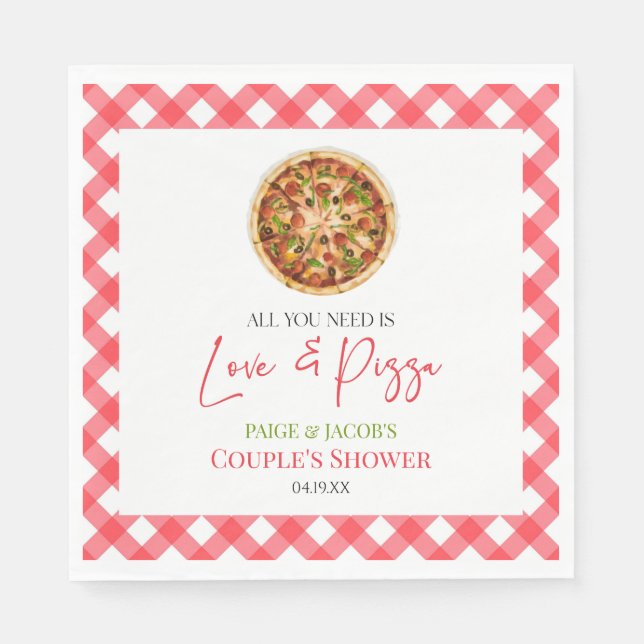 Alles, was Sie brauchen, ist Liebe und Pizza Paare Serviette (Vorderseite)