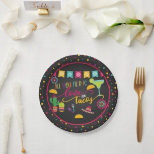 Alles, was Sie brauchen, ist Liebe und Tacos Papie Pappteller
