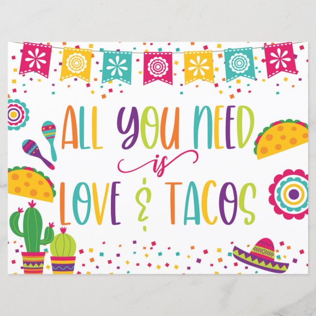 Alles was Sie brauchen ist Liebe und Tacos-Zeichen (Vorderseite)