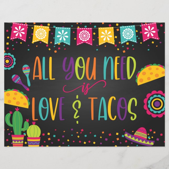 Alles was Sie brauchen ist Liebe und Tacos-Zeichen (Vorderseite)