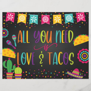 Alles was Sie brauchen ist Liebe und Tacos-Zeichen