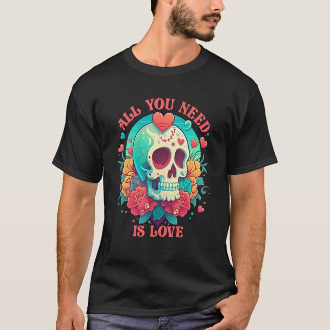 Alles, was Sie über Liebe Skelett Rose Blume Vale  T-Shirt (Vorderseite)