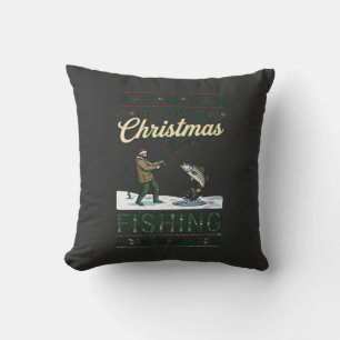 Alles was Weihnachten will ist Angeln Fischer Fisc Kissen