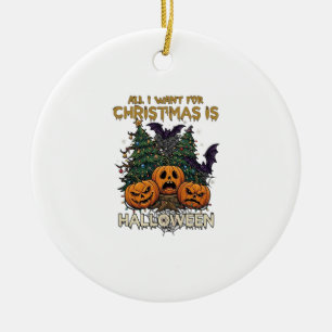 Alles was Weihnachten will ist Halloween Kürbisse Keramik Ornament