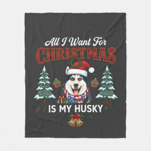Alles was Weihnachten will ist Husky-Hund im Weihn Fleecedecke