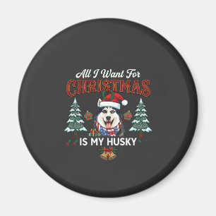 Alles was Weihnachten will ist Husky-Hund-Santa-Hu Magnet