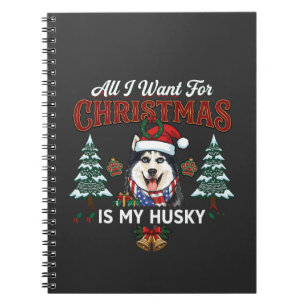 Alles was Weihnachten will ist Husky-Hund-Santa-Hu Notizblock