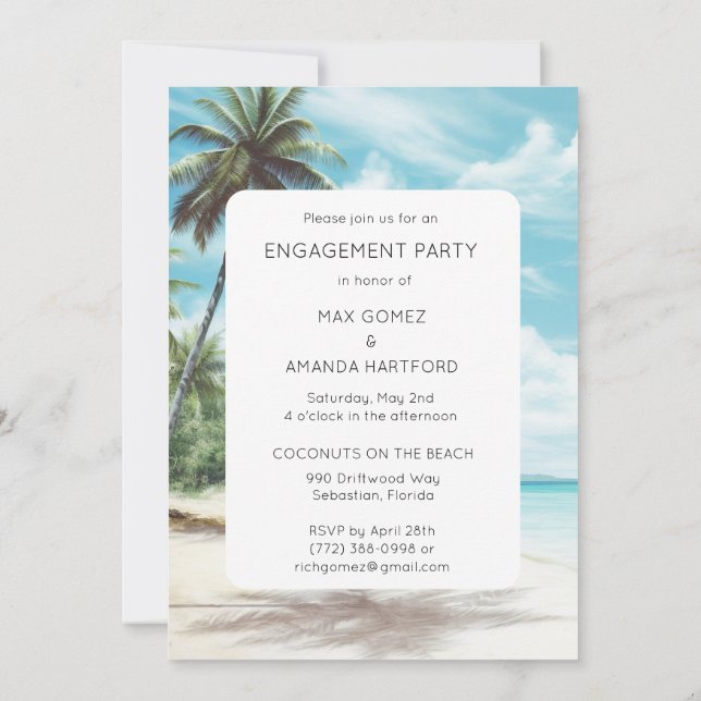 Alles was wir brauchen ist Liebe Beach Engagement  Einladung (Rückseite)