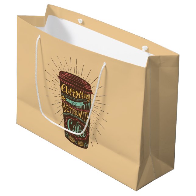 Alles wird besser mit Kaffeekonzerten Große Geschenktüte (Vorderseite Schrägansicht)