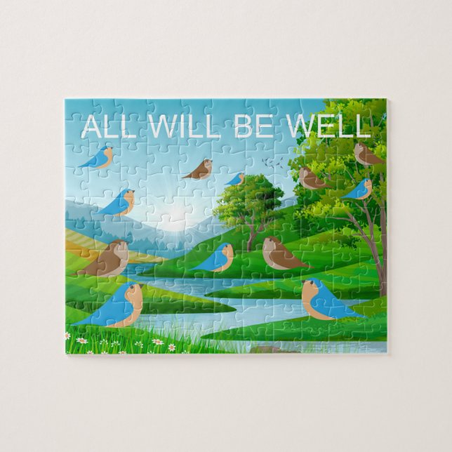 Alles wird gut Fluss Bäume Vögel Natur, Alter 6 (Horizontal)