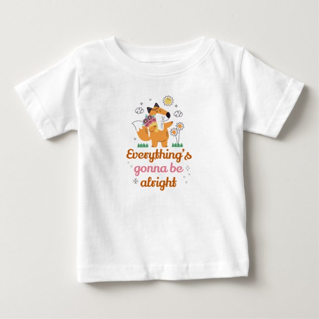 Alles wird gut Fox Blume Wolken Sonne sein Baby T-shirt (Vorderseite)