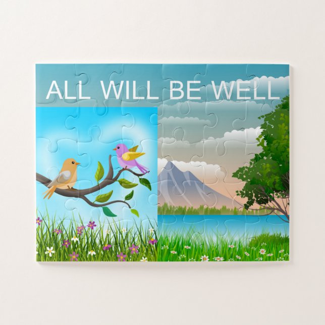 Alles wird gut geliebte Vögel Berge Natur, Alter 4 (Horizontal)