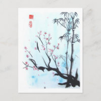 Alles wird OK Bamboo und Plum Postcard sein