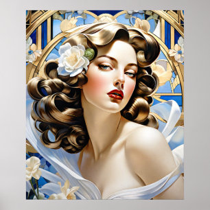 Allesia aus Art Nouveau Malerei Mucha Style Poster
