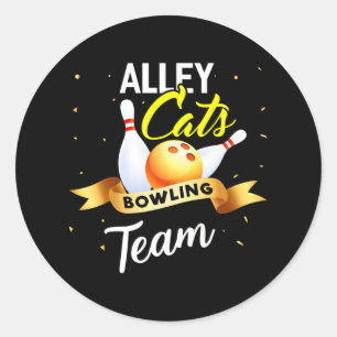 Alley Cat Bowling Funny Bowler Bowling Runder Aufkleber