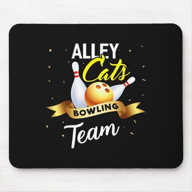 Alley Cat Bowling Shirt Funny Bowler Bowling Mousepad (Vorne)
