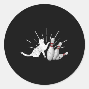 Alley Cat Tipping Buttons Funny Bowling Runder Aufkleber