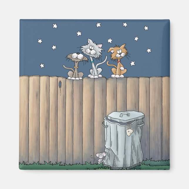 Alley Cats auf einem Zaun Magnet (Vorne)
