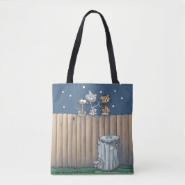 Alley Cats auf einer Zaun-Tote-Tasche Tasche