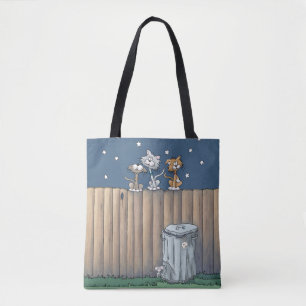 Alley Cats auf einer Zaun-Tote-Tasche Tasche