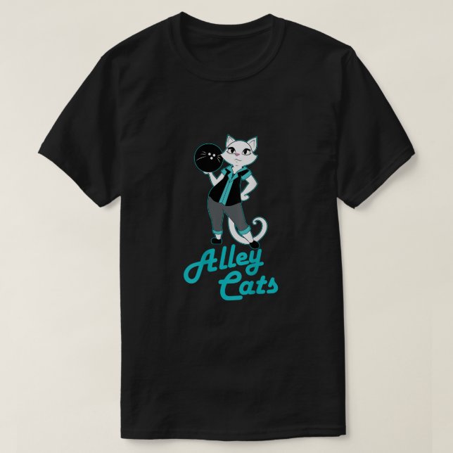 Alley Cats Bowling Team Ladys Backside Print T-Shirt (Design vorne)