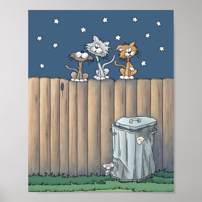 Alley Cats on the Fence Poster (Devant)