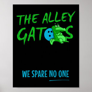 Alley Gator Funny Bowling Poster