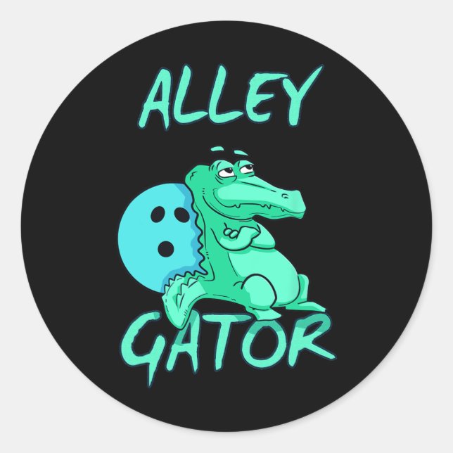 Alley Gator Funny Bowling T Shirt Runder Aufkleber (Vorderseite)