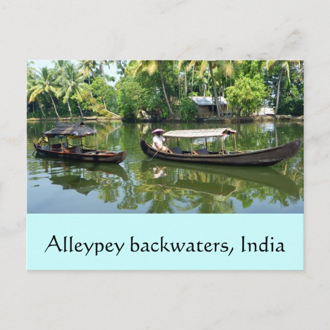 Alleypey Stauwasser, Indien Postkarte (Vorderseite)