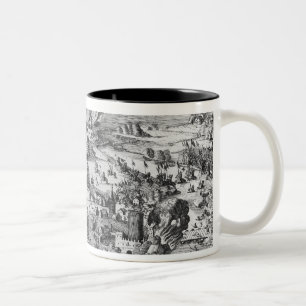 Allgemeine Ansicht des Kampfes von Muhlberg Zweifarbige Tasse