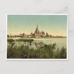 Allgemeine Ansicht vom Bahnhof, Stralsund, Pommera Postkarte