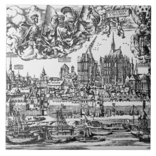 Allgemeine Ansicht von Köln, 1531 (Stich) (b/w ph Fliese