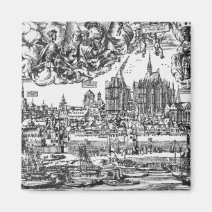 Allgemeine Ansicht von Köln, 1531 (Stich) (b/w ph Magnet