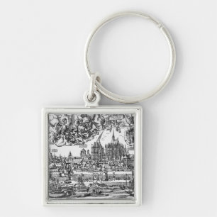 Allgemeine Ansicht von Köln, 1531 (Stich) (b/w ph Schlüsselanhänger