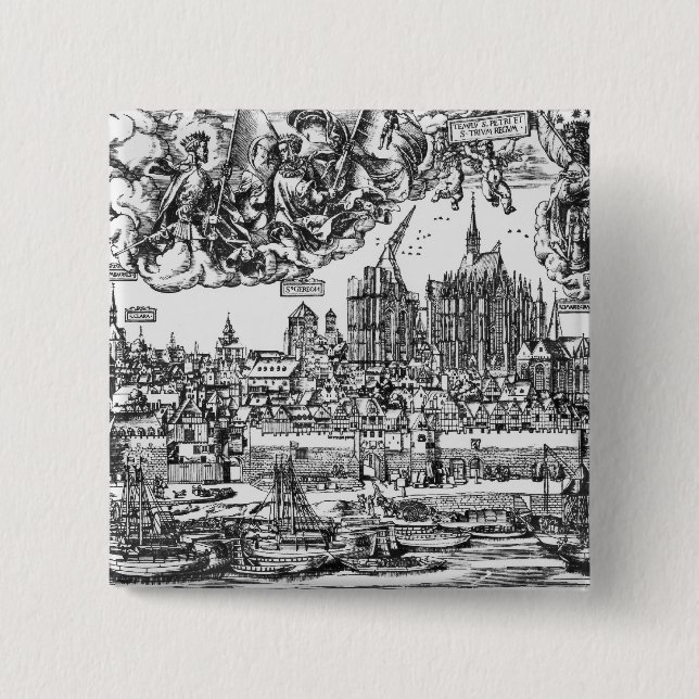 Allgemeine Ansicht von Köln, 1531 (Stich) (b/w pho Button (Vorderseite)