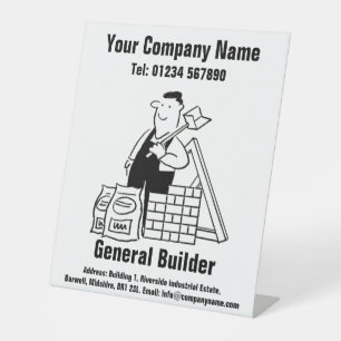 Allgemeine Bauunternehmer-Cartoondesign Sockelschild
